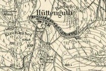 Zaniklá osada Hüttengut na pruské mapě z poloviny 19. století