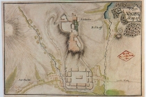 Náchod - plán zámku a města, kolem r. 1850, mapa - commons.wikimedia.org